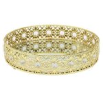 Plateau de service dco miroir 25cm dor