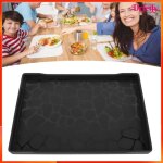 Plateau de service rectangulaire - akozon - 15x104 pouces (38x265 cm) - plastique - noir - antid�rapant ...