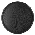 Plateau de service rond noir 21cm bois massif th� caf� collations repas restaurant d�coration table accessoire ...