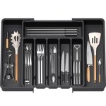 Plateau � ustensiles extensible organisateur de tiroir pour cuisine range - couverts en plastique