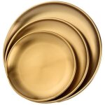 Plateaulot de 3 plateaux ronds en laiton dor� plateaux de service en acier inoxydable plateau traiteur ...