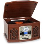 Platine vinyle - auna nr - 620 - lecteur vinyle - lecteur k7 / cd et mp3 usb - cha�ne hifi st�r�o - bois ...