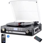 Platine vinyle bluetooth 3 vitesses lecteur vinyle cassette radio am / fm usb / mp3 haut - parleurs st�r�o ...