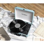 Platine vinyle portable turquoise - victrola vsc - 550bt - semi - automatique - bluetooth - garantie ...
