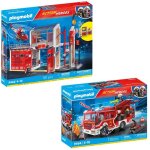 Playmobil pack pompier caserne de pompiers (9462) + fourgon dintervention (9464)
