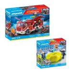Playmobil pack pompier : fourgon dintervention (9464) + pompiers avec coussin (71465)