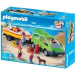 Playmobil - voiture familiale et bateau - 4 personnages - remorque porte - bateau - chien - accessoires ...