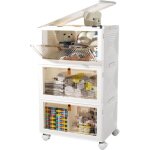 Pliable boite rangement � 3 niveaux organisateur de rangement plastique avec couvercle et 4 roulettes ...