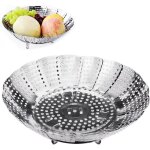 Pliable panier vapeur pour lgumes avec 4 pieds en acier inox diamtre 14 - 23 cm pour cuire lgumes ...