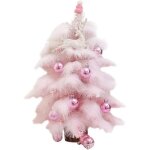 Plume rose sapins de noel artificielmini sapin de noel de tableavec ornementsavec socle en boisutilis ...