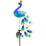 Pluviomtre extrieur clairage solaire de pieu de paon de dcor de jardin jauge de pluie impermable ...