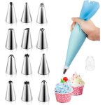 Poches a douille ensemble 12 douilles patisserie poches  douille silicone rutilisables adaptateur diy ...