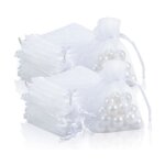 Pochettes cadeau - organza - 100 sacs - 7x9 cm - blanc - ftes et mariages