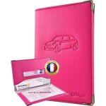 Pochette carte grise rose simili cuir luxeo