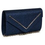 Pochette c�r�monie - nyls cr�ation - pochette femme bleue paillettes sac soiree mariage minaudiere marine ...
