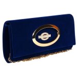 Pochette c�r�monie - nyls cr�ation - pochette femme bleue en velours mariage sac soiree minaudiere vilky ...