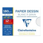 Pochette dessin grain 180g 24 * 32 - claire fontaine - copie double - adulte - blanc