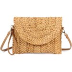 Pochettes en paille pour femmes sacs d�t� sacs � bandouli�re tiss�s � la main pochettes de plage (marron) ...