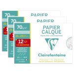 Pochettes papier calque - clairefontaine - 21x29. 7cm - 70g - lot de 12 + 3 gratuites - transparent