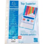 100 pochettes perfor�es - lisse - transparente - pour document a4 - exacompta