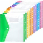 Pochettes perfor�es extensibles a4 - lot de 12 - transparentes - 6 couleurs assorties - pour dossiers ...