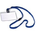 Pochette porte - badge universel - durable - 813907 - pvc r�sistant - lacet textile bleu - 60 x 90 mm ...