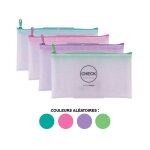 Pochette protge document en nylon chquier assortiment couleur pastel apli zipper bags