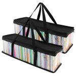 Pochettes de rangement pour cd (lot de 2) - �tui transparent en pvc avec poign�es jeux livres - convient ...
