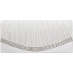 Pochette sac de soire mariage  main pliss strass blanc pour femme