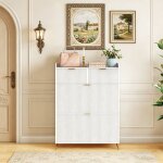 Pocketpop meuble � chaussures 2 tiroirs 4 �tag�res r�glables blanc 80x24x110 cm