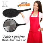 Po�le � gaufres - klaus - mod�le 6 gaufres - 100% antiadh�sif - rev�tement en pierre - manche fixe