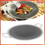 Po�le � barbecue - akozon - 34 cm - acier inoxydable - antiadh�sif - compatible induction