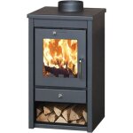 Pole  bois delux sm 7kw - acier finition poxy noir - buches de 30 cm - surface de chauffe de 70  ...