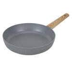 Po�le - cook concept - aluminium - manche effet bois - marron et gris