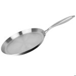 Po�le � cr�pes 28 cm en acier inoxydable compatible tous feux induction cheffinger argent