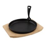 Po�le en fonte + dessous de plat bambou pour barbecue barbecook