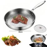 Po�le � frire - 30cm - avec couvercle po�le � frire martel�e en titane - rev�tement antiadh�sif - chauffage ...
