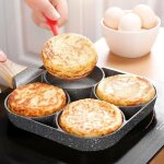 Po�le � frire oeuf omelette antiadh�sive - cusine - 4 trous - gris - tous feux dont induction