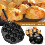 Poêle à frire - tokoyaki - 12 trous - antiadhésif - alliage daluminium - 33x18 cm Poêle à frire - tokoyaki - 12 trous - antiadhésif - alliage daluminium - 33x18 cm