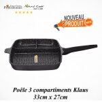 Pole grill - klaus - 33x27cm - 3 compartiments - 100% antiadhsif - revtement pierre