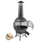 Pole de jardin blumfeldt flavius - style antique argent - 100% fonte - chemine 90cm - grille barbecue ...