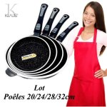 Poêles - klaus - lot de 4 - 20 / 24 / 28 / 32cm - antiadhésif - pierre céramique - compatible induction ... Poêles - klaus - lot de 4 - 20 / 24 / 28 / 32cm - antiadhésif - pierre céramique - compatible induction ...