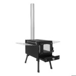 Po�le de tente de camping po�le � bois pliable pour tente po�le � bois portable avec 5 tuyaux de chemin�e ...