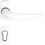 Poign�e porte dentr�e sur rosaces stellus blanche avec trou cylindrique klose besser