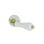 Poigne de porte - dt - 550152 - porcelaine blanche - laiton poli - diamtre rosace 47mm
