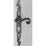 Poign�es de porte fer forg� coq vieil argent 330x36 mm trou de cylindre i