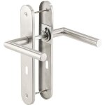 Poign�e de porte � plaque longue en acier inoxydable - agt - double p�ne - ressort de rappel - verrou ...
