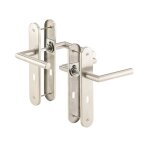 Poign�es de porte � plaque longue en acier inoxydable - agt - double - ressort de rappel - verrou rotatif ...