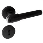 Poignes de porte sur rosace ronde noir mat industriel modle ema trou de cl l