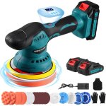 Polisseuse sans fil pour voiture 6 vitesses variables 2800 - 5500 tr / min avec 2 batteries 21 v 20 ah ...